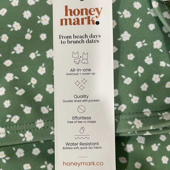 Honey Mark Girls Green Floral Two Piece Swimsuit Ruffle Sleeve Bikini 3T 4T - Picture 2 of 6